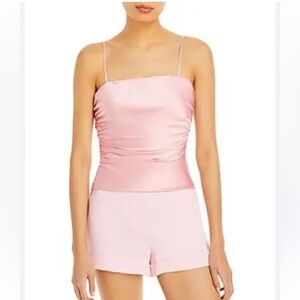 Cinq à Sept Jaylin Ruched Stretch Silk Camisole In Pink Quartz